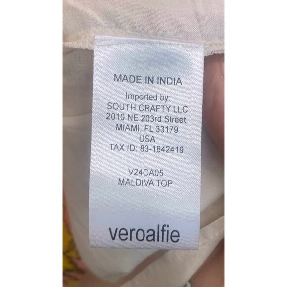 Vero Alfi Maldiva Boho Peasant Blouse w Tassels and Metallic Made in India‎ sz 2 - Picture 7 of 9